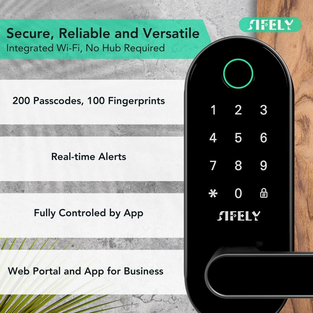 Purchase Fingerprint Good Door Lock with Deal with & Keypad – Constructed-in WiFi Distant Entry, Keyless Entry for Entrance Door, House & Airbnb, App Management, Suitable with Alexa & Google, Simple DIY Set up - Greatest Value India | AskMeFlash - Image 5