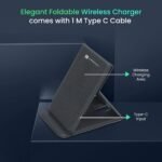 Portronics Freedom Fold 15W Foldable Wireless Charger – Premium PU Leather with Type-C Cable (Grey) - Image 2