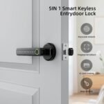 4-in-1 Smart Door Lock with Handle – Keyless Entry: Fingerprint, Password, IC Card & Key (Black) - Image 3