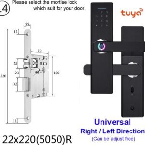 Inllex Fingerprint Smart Door Lock – 4-in-1 Keyless Entry with Biometric Keypad, Anti-Peep Code, RFID Card & Key (Black)