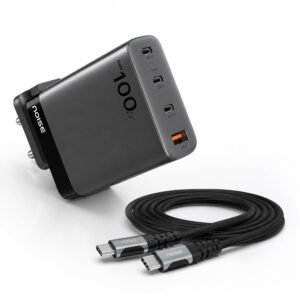 Purchase Noise Newly Launched GaN Charger 100W + Kind-C to Kind-C 100W Braided Cable (1M): 4 Ports (3 USB-C Kind, 1 USB-A), Tremendous Quick Charging Adapter with PD, Helps All iPhones, Android (Black) – Finest Value India | AskMeFlash