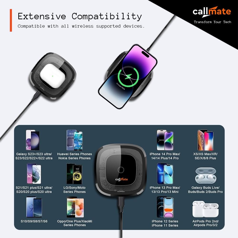 Purchase CALLMATE 15W C-Via Wi-fi Quick Charging Pad for Apple iPhone 15/15 Plus/15 Professional/15 Professional Max, iPhone 14/14 Plus/14 Professional/Max, iPhone 13/12/11 Collection, Common Compatibility (Black, Clear Design) - Finest Worth India | AskMeFlash - Image 3