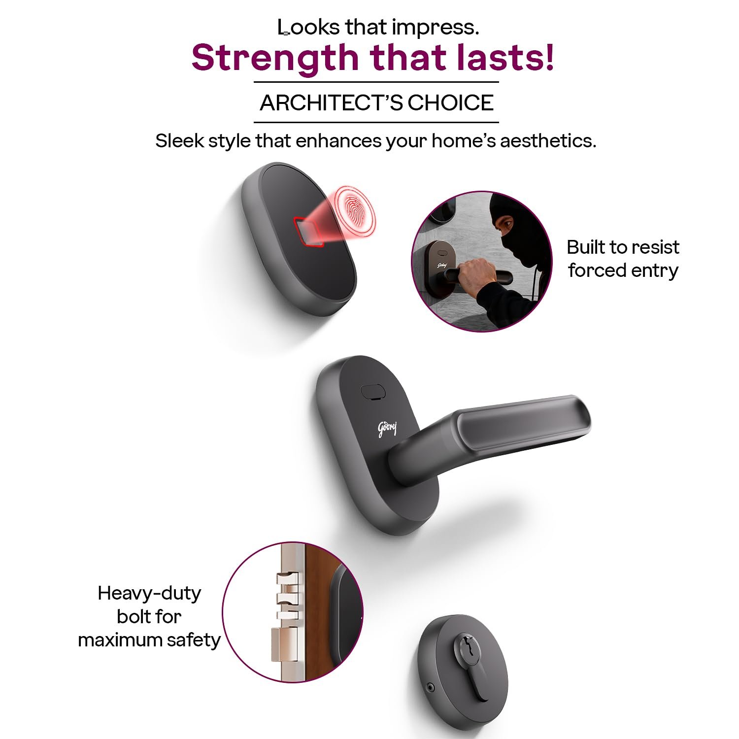 Purchase Godrej Advantis Sensible Lock | GSL D1R | 3 in 1 Digital Lock I Fingerprint, Cell App & BLE | Excellent for Left-Hand, Exterior Opening Doorways I 3-Yrs Guarantee I Made in India | Black - Finest Worth India | AskMeFlash - Image 3