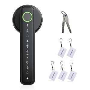 Purchase Good Door Lock with Deal with, 4-in-1 Keyless Entry (Fingerprint/Password/IC Card/Key), Kind-C Emergency Energy, for Bed room Dwelling Resort Workplace Works (Black) – Finest Value India | AskMeFlash