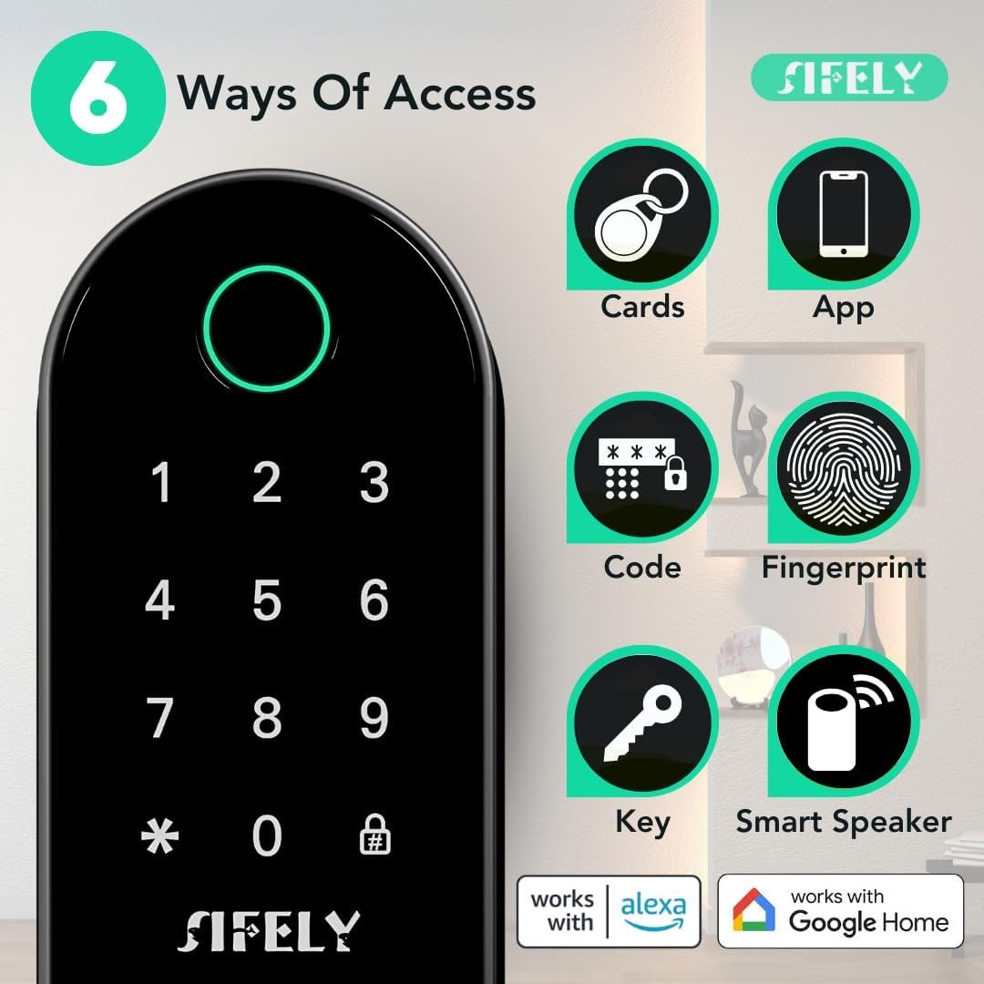 Purchase Fingerprint Good Door Lock with Deal with & Keypad – Constructed-in WiFi Distant Entry, Keyless Entry for Entrance Door, House & Airbnb, App Management, Suitable with Alexa & Google, Simple DIY Set up - Greatest Value India | AskMeFlash - Image 3