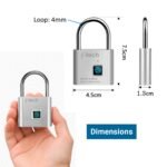 Purchase IFITech Good Fingerprint Padlock, Biometric Keyless Lock with 20 Fingerprint Storage, Rechargeable Password-Free Safety Lock for Health club & College Lockers, Baggage, Residence, Workplace (Small - Silver) - Greatest Worth India | AskMeFlash - Image 2