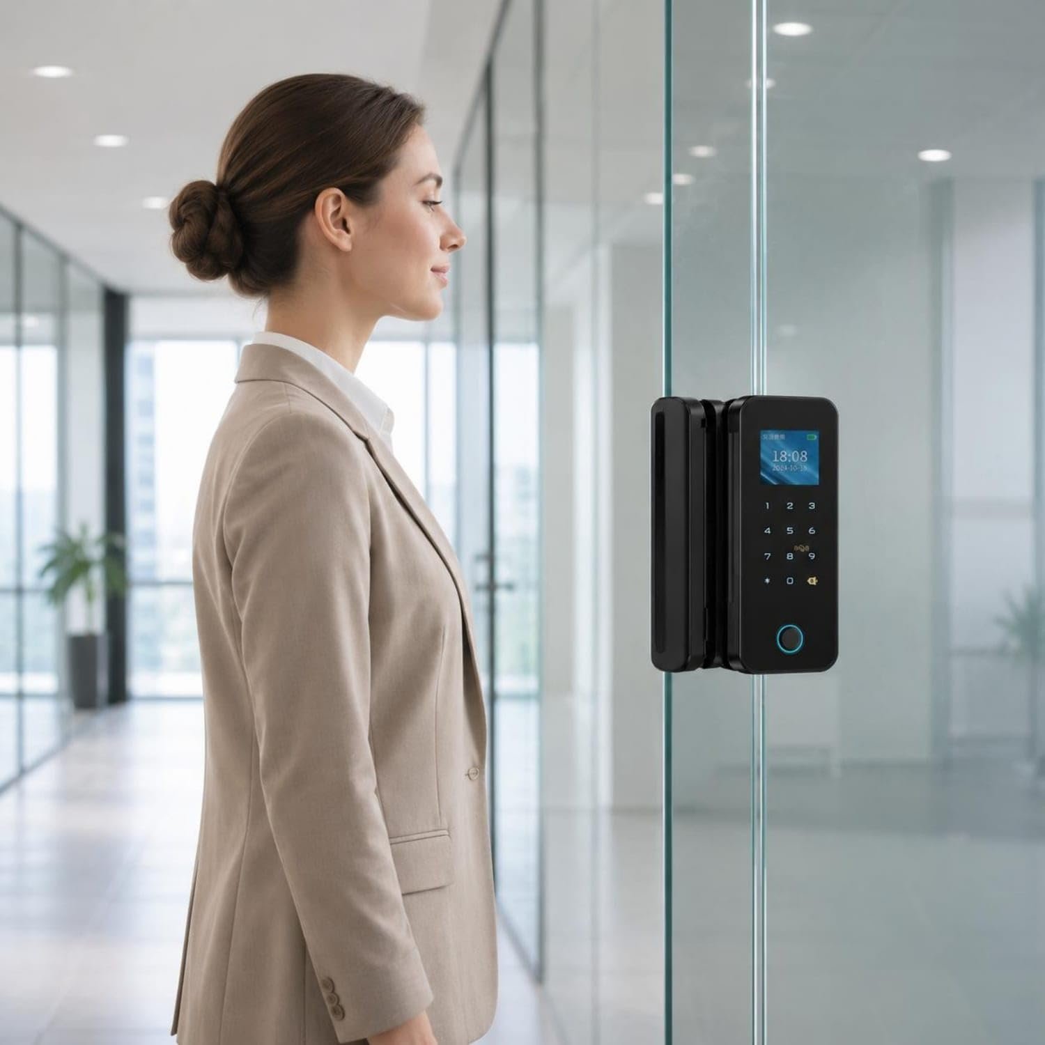 Purchase Glass Door Biometric Lock Multi-Unlock Strategies Face Recognition Door Lock Anti-Peep Passcode for Firm House owners, Workplace Personnel, Fingerprint Double - Finest Value India | AskMeFlash - Image 4