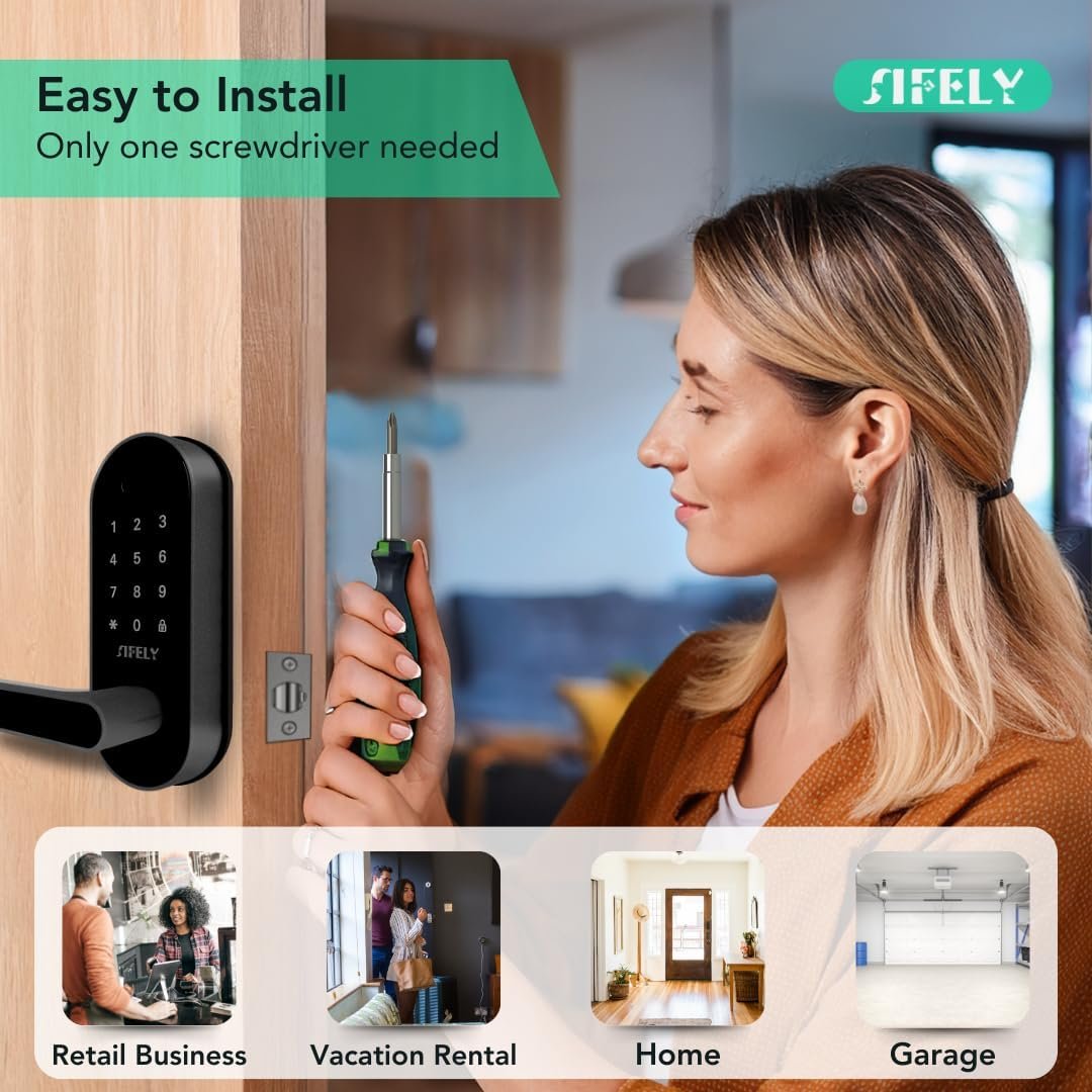 Purchase Fingerprint Good Door Lock with Deal with & Keypad – Constructed-in WiFi Distant Entry, Keyless Entry for Entrance Door, House & Airbnb, App Management, Suitable with Alexa & Google, Simple DIY Set up - Greatest Value India | AskMeFlash - Image 7