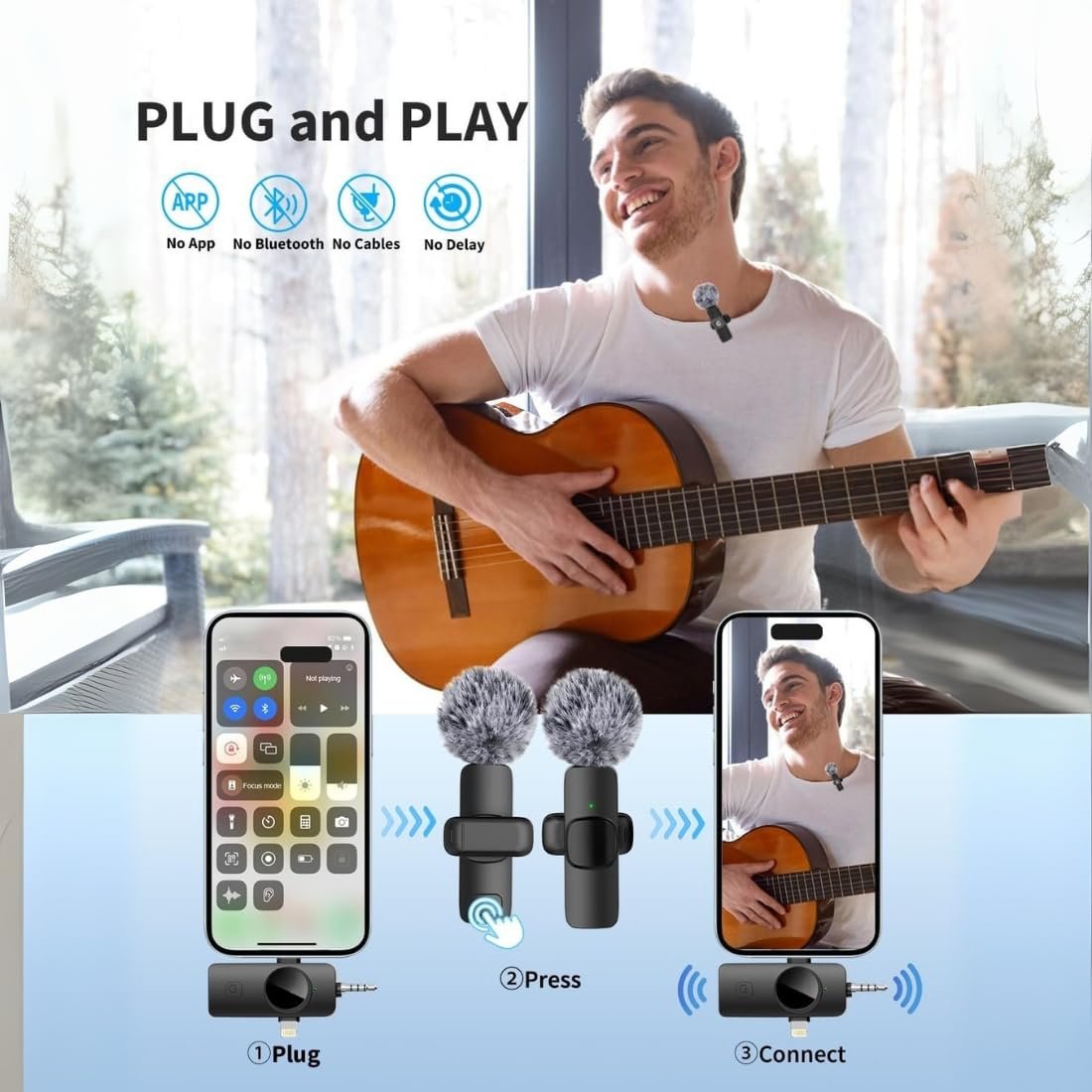 Purchase GADGETSWEAR Twin Wi-fi Lavalier Microphone for Youtubers, 3-in-1 Plug-and-Play Wi-fi Mic, for iPhone/Android/DSLR Digital camera/USB-C Plug/iPad, Noise-Cancelling Mic for Vlogging, Streaming, Podcast - Greatest Worth India | AskMeFlash - Image 4