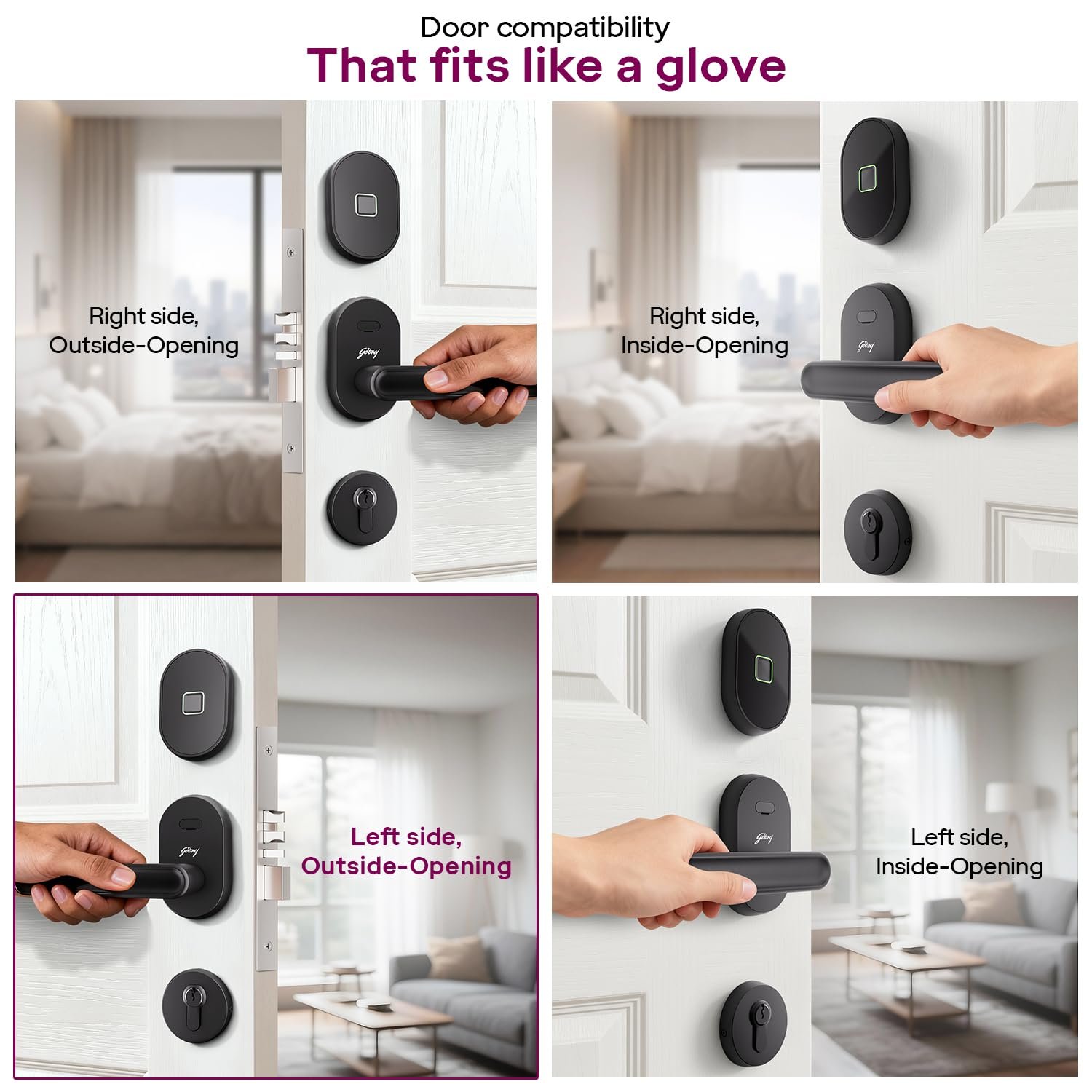 Purchase Godrej Advantis Sensible Lock | GSL D1R | 3 in 1 Digital Lock I Fingerprint, Cell App & BLE | Excellent for Left-Hand, Exterior Opening Doorways I 3-Yrs Guarantee I Made in India | Black - Finest Worth India | AskMeFlash - Image 8