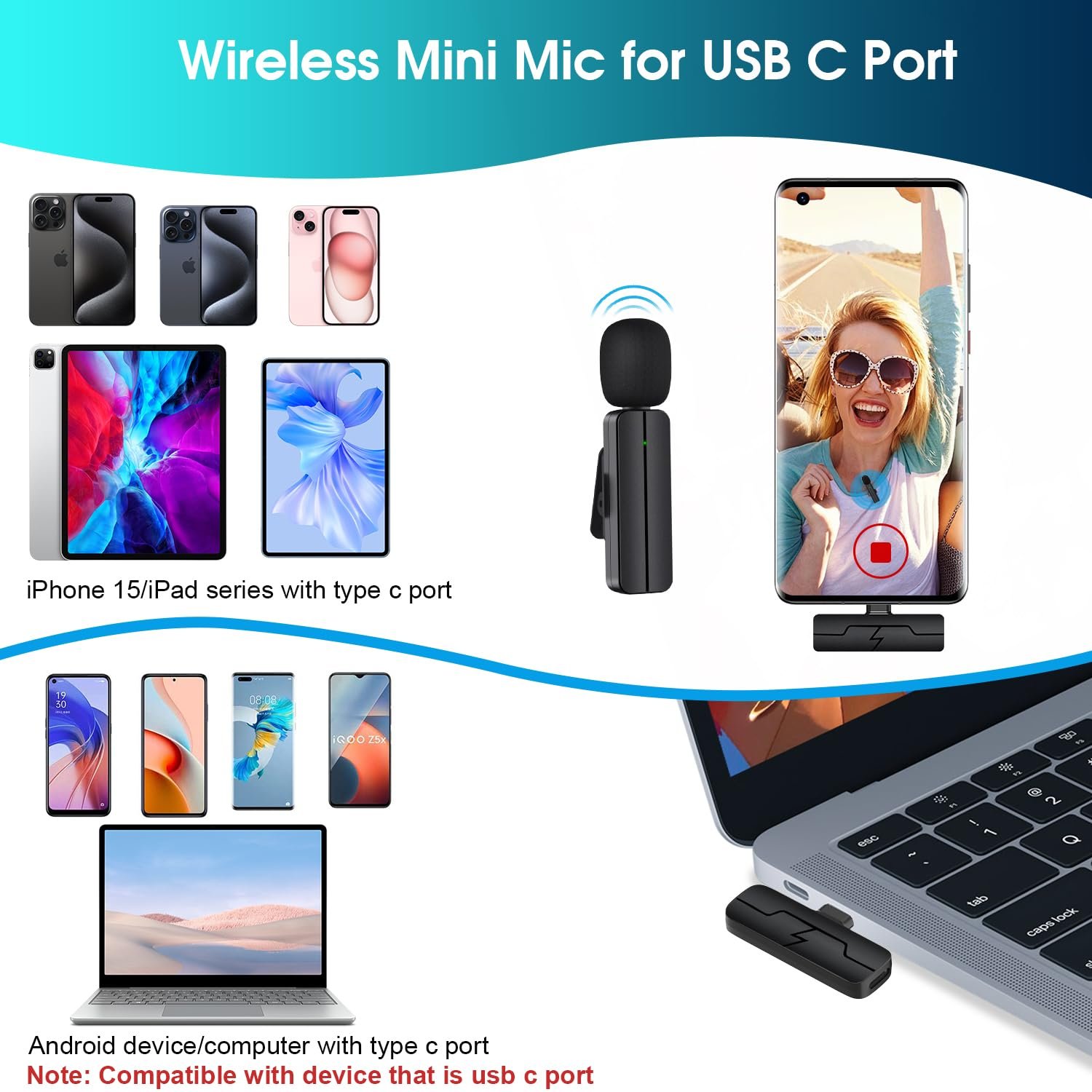 Purchase Wi-fi Lavalier Lapel Microphone for iPhone 15/Android/Laptop - Bluetooth Mini Cellphone Mic for Video Recording, Clip-on USB C Microphones for YouTube Tiktok Podcast Vlog & Livestream - Greatest Worth India | AskMeFlash - Image 6
