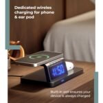 Lifelong 10W Wireless Charger with LED Alarm Clock – 2-in-1 Charging Dock for Qi Phones & Earbuds (Black) - Image 6