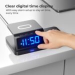 Lifelong 10W Wireless Charger with LED Alarm Clock – 2-in-1 Charging Dock for Qi Phones & Earbuds (Black) - Image 8