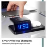 Lifelong 10W Wireless Charger with LED Alarm Clock – 2-in-1 Charging Dock for Qi Phones & Earbuds (Black) - Image 3
