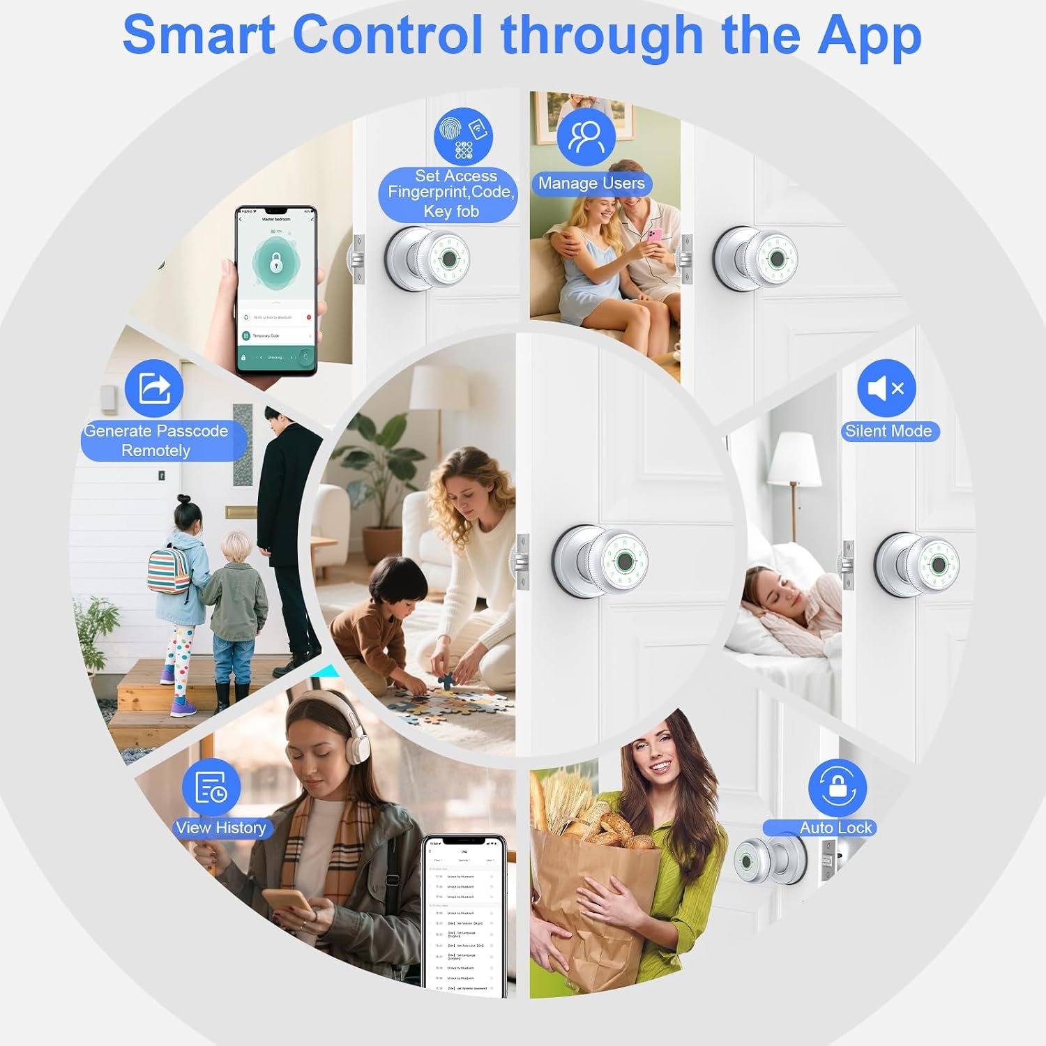 Purchase BIWIBON 5-in-1 Sensible Door Knob, Fingerprint Door Knob with App Management, Sensible Fingerprint Door Lock,Auto Lock, Perfect for Dwelling, Bed room, Workplace, Chrome - Finest Value India | AskMeFlash - Image 3