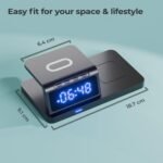 Lifelong 10W Wireless Charger with LED Alarm Clock – 2-in-1 Charging Dock for Qi Phones & Earbuds (Black) - Image 7