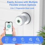 Purchase BIWIBON 5-in-1 Sensible Door Knob, Fingerprint Door Knob with App Management, Sensible Fingerprint Door Lock,Auto Lock, Perfect for Dwelling, Bed room, Workplace, Chrome - Finest Value India | AskMeFlash - Image 2