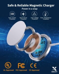 Purchase 15W Quick Wi-fi Charger with Sort-C Port & Magnetic Magazine Charging Cable, Suitable with iPhone 17/16/15/14/13/12 Sequence, Professional/Plus/Max Fashions, Compact & Secure Charging Pad (White) - Greatest Value India | AskMeFlash - Image 2