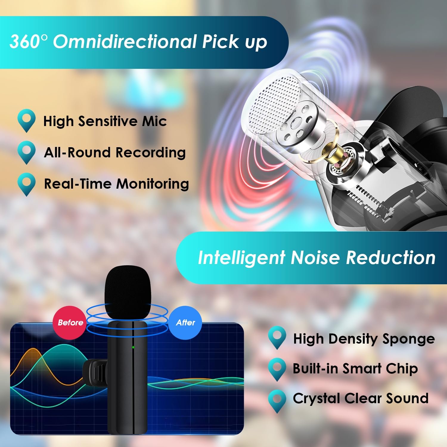 Purchase Wi-fi Lavalier Lapel Microphone for iPhone 15/Android/Laptop - Bluetooth Mini Cellphone Mic for Video Recording, Clip-on USB C Microphones for YouTube Tiktok Podcast Vlog & Livestream - Greatest Worth India | AskMeFlash - Image 4