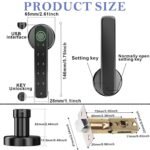 Fingerprint Smart Door Knob Lock – Keyless Entry with App, 50 Fingerprints, 100 Codes & Backup Key (Black) - Image 2