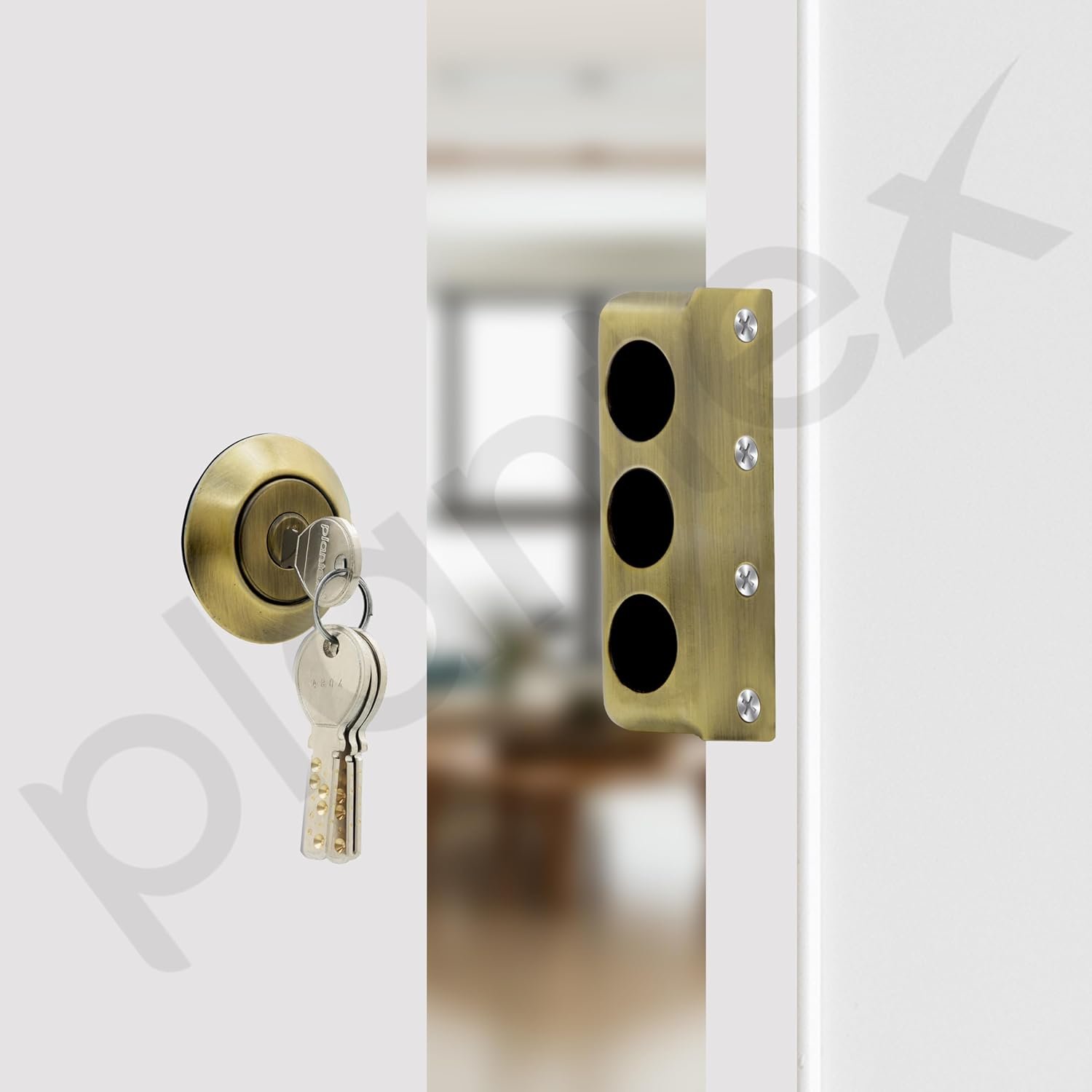 Purchase Plantex Tri-Bolt Lock for Important Door/Heavy Obligation Door Lock with 4 Keys/Appropriate on Single Door for House/Workplace/Resort - Pack of 1 (Brass Vintage) - Greatest Value India | AskMeFlash - Image 6