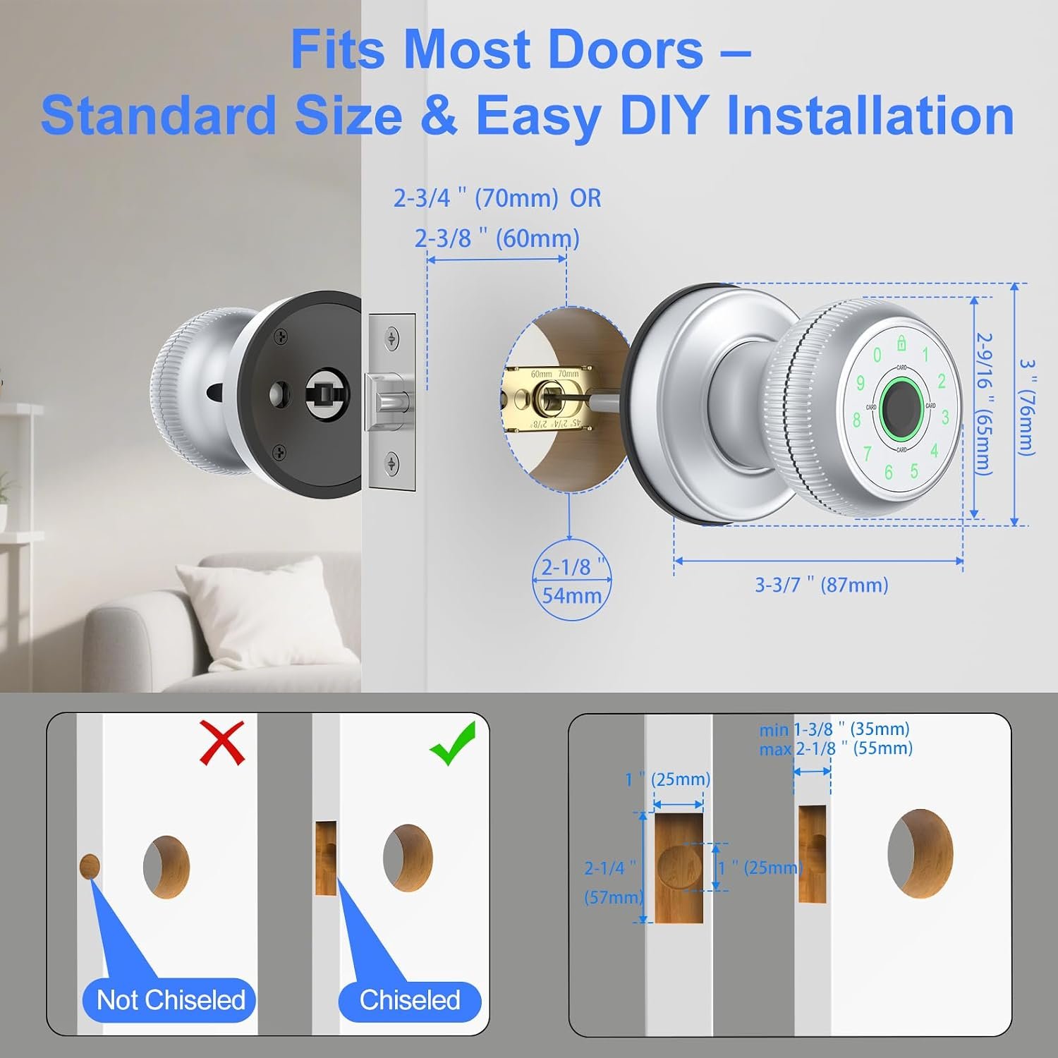Purchase BIWIBON 5-in-1 Sensible Door Knob, Fingerprint Door Knob with App Management, Sensible Fingerprint Door Lock,Auto Lock, Perfect for Dwelling, Bed room, Workplace, Chrome - Finest Value India | AskMeFlash - Image 6