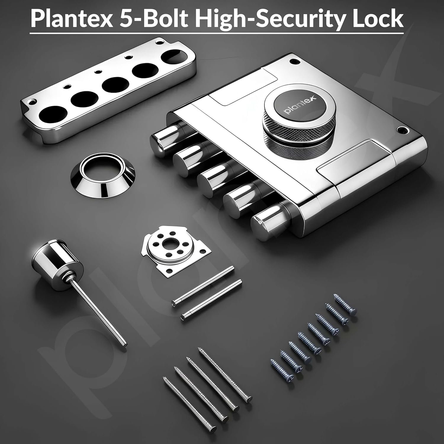 Purchase Plantex Foremost Door Deadbolt Lock 5 Bullets/Stainless Metal Penta Bolt/Door Lock Set with 4 Pin Cylindrical Keys with 5 Years of Guarantee (Matt) - Finest Worth India | AskMeFlash - Image 4