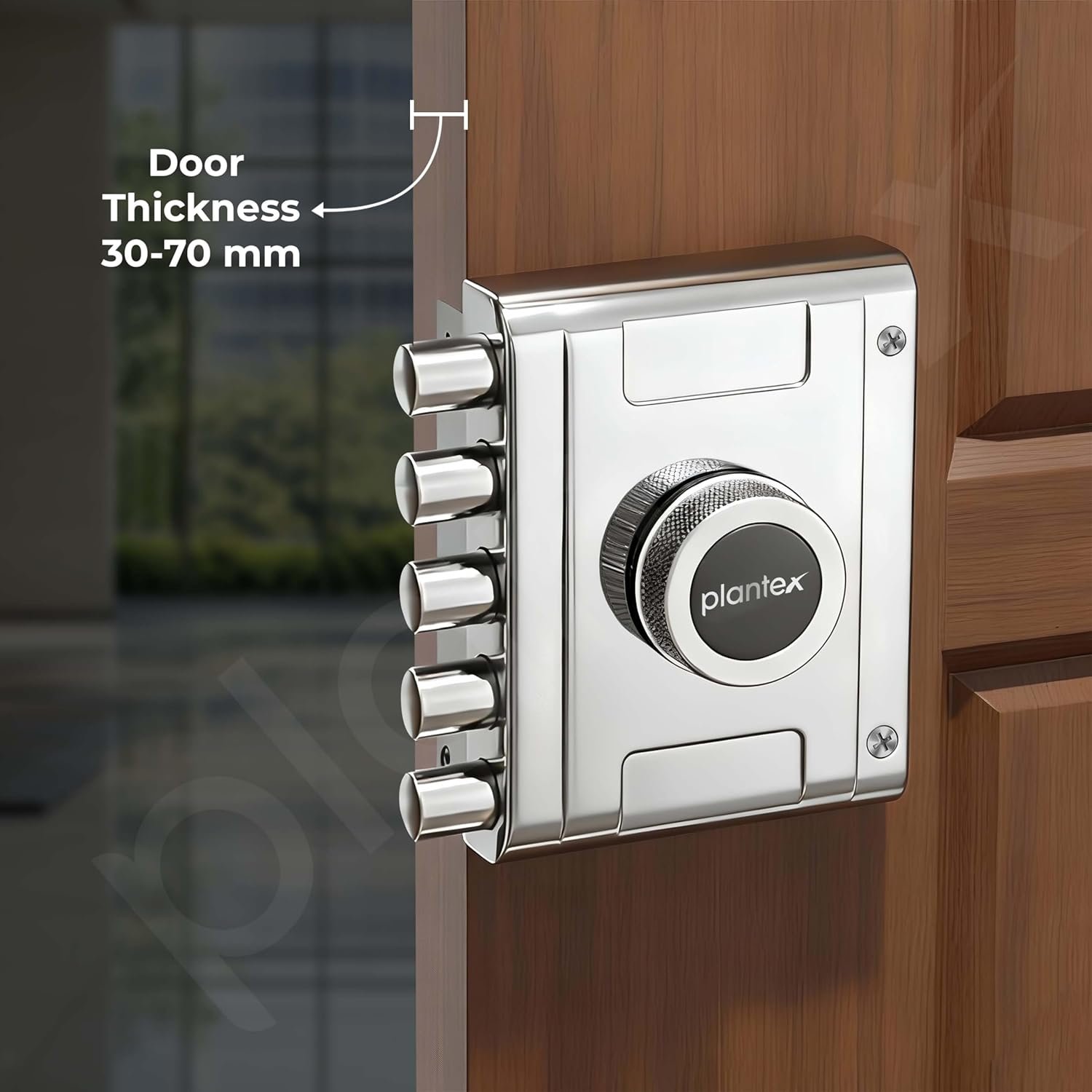 Purchase Plantex Foremost Door Deadbolt Lock 5 Bullets/Stainless Metal Penta Bolt/Door Lock Set with 4 Pin Cylindrical Keys with 5 Years of Guarantee (Matt) - Finest Worth India | AskMeFlash - Image 3