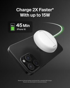 Purchase Belkin Qi2 Magnetic Wi-fi Charging Pad 15W with Pop-Up Stand | MagSafe-Suitable Qi2 Licensed Wi-fi Charger for iPhone 16, 15, 14, 13, Samsung Galaxy S25, S24, AirPods | White - Finest Worth India | AskMeFlash - Image 3