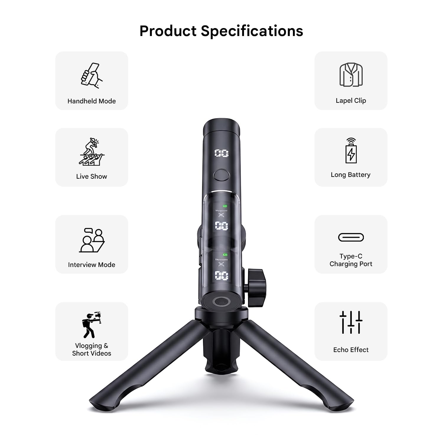 Purchase Humble® Velox V99 All in One Wi-fi Lavalier Microphone with Noise Discount, Twin Clip-On Mics, Tripod Stand & Charging Case–Plug & Play Mic for iPhone, Sort-C Android, YouTube, Vlogging,Podcast - Finest Worth India | AskMeFlash - Image 2
