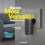Purchase Stuffcool Empire 75W GaN Multiport Quick Charger with 4 Sort-C & 1 USB-A, Good Energy Distribution, Swappable Plugs (US/UK/EU/India), Helps Samsung Tremendous Quick Charging 2.0, MacBook, iPhone, Pixel - Finest Value India | AskMeFlash - Image 2