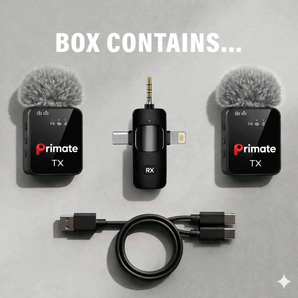 Purchase Primate 3-in-1 Wi-fi Noise Discount Microphone for Smartphone & Digital camera | 164ft Vary, 20 Hours Battery Life | Perfect for YouTube, Vlogging & Interviews - Finest Worth India | AskMeFlash - Image 9
