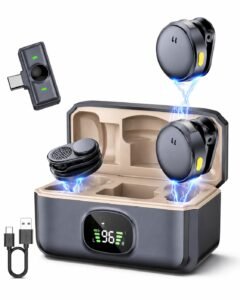 Purchase Fireshell Q8 Wi-fi Lavalier Microphone for iPhone, Android, Digital camera & Laptop computer | Twin Wi-fi Collar Mic with Charging Case, AI Noise Cancellation, Plug & Play for YouTube, Podcast & Vlogging – Finest Value India | AskMeFlash