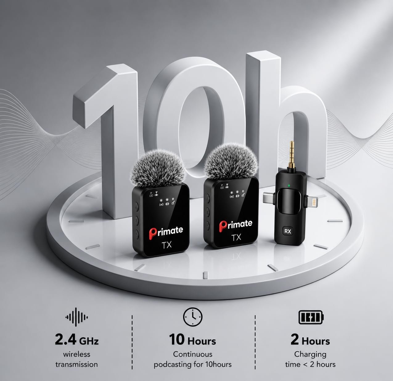 Purchase Primate 3-in-1 Wi-fi Noise Discount Microphone for Smartphone & Digital camera | 164ft Vary, 20 Hours Battery Life | Perfect for YouTube, Vlogging & Interviews - Finest Worth India | AskMeFlash - Image 3