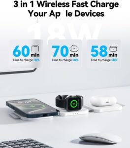 Purchase 3 in 1 Charging Station for A number of Units, Foldable Magazine/netic Quick Wi-fi Charger Dock, Journey Charging Pad for 1Phone 17 16 15 14 13 12 Professional Max Plus Ap/ple Watch Sequence & AirPods 4/3/2 (3 in 1) - Greatest Worth India | AskMeFlash - Image 2