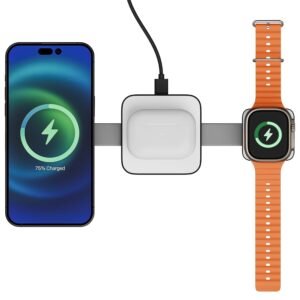 Purchase Zebronics 3 in 1 Wi-fi Foldable Charging Pad, 23W Output, MagSafe Suitable, Quick Charging, Constructed-in Safety, FOD, 1m Sort-C Cable, for iPhone 16/15/14/13/12 Collection (MagBoost 20, Matt Black) – Finest Value India | AskMeFlash