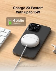 Purchase Belkin Qi2 Magnetic Wi-fi Charging Pad 15W with Pop-Up Stand | MagSafe-Suitable Qi2 Licensed Wi-fi Charger for iPhone 16, 15, 14, 13, Samsung Galaxy S25, S24, AirPods | White - Finest Worth India | AskMeFlash - Image 2