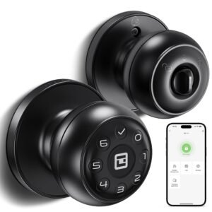 Purchase GeekTale Door Knob with Keypad, Sensible Door Knob with Lock, App | Door Knobs for bedrooms, Doorknob with code, Biometric Door Lock with Keypad, App Management, for Bed room, Dwelling, Resort, Workplace – Greatest Worth India | AskMeFlash
