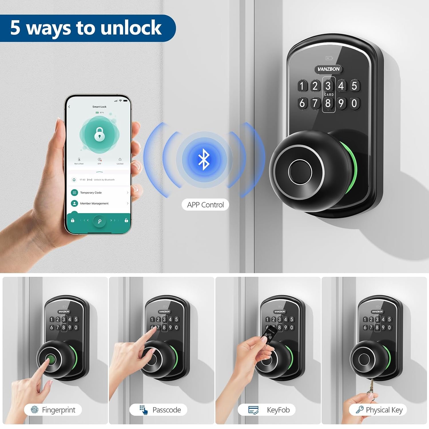 Purchase Keypad Sensible Door Lock with Knob, Yamiry Keyless Entry Digital Lock with Deal with, Fingerprint Digital Knob for Entrance Door, Passcode Bed room Door Lock - Greatest Value India | AskMeFlash - Image 2