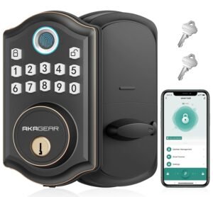 Purchase AkaGear DS10 Professional Fingerprint Keyless Entry Door Lock Keypad Deadbolt Lock | Entrance Door Lock, Sensible Door Lock, Bluetooth APP Management, Passcode Unlock, 2 Keys, Auto Lock, Oil Rubbed Bronze – Greatest Worth India | AskMeFlash