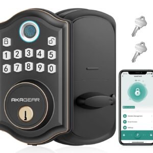 Purchase AkaGear DS10 Professional Fingerprint Keyless Entry Door Lock Keypad Deadbolt Lock | Entrance Door Lock, Sensible Door Lock, Bluetooth APP Management, Passcode Unlock, 2 Keys, Auto Lock, Oil Rubbed Bronze – Greatest Worth India | AskMeFlash