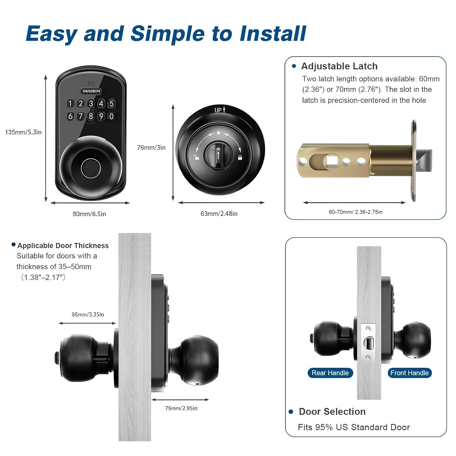 Purchase Keypad Sensible Door Lock with Knob, Yamiry Keyless Entry Digital Lock with Deal with, Fingerprint Digital Knob for Entrance Door, Passcode Bed room Door Lock - Greatest Value India | AskMeFlash - Image 9