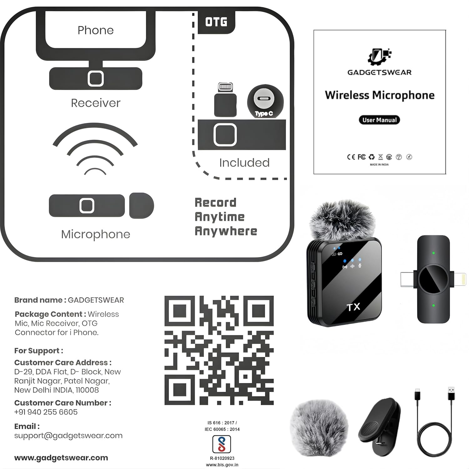 Purchase GADGETSWEAR Twin Wi-fi F13 Lavalier Microphone Plug and Use for YouTube, Podcasting, Recording Video, Collar Bluetooth Mic for Vlogging, Moveable & Appropriate Android Sort C, iPhone iOS - Greatest Worth India | AskMeFlash - Image 2