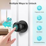 Purchase JO.KO Fingerprint Door Lock, Biometric Door Lock with App Management & Key, Good Door Lock for Bed room, Entry Door, Keyless Finger Print Door Knob with Thumb Print Black - Finest Worth India | AskMeFlash - Image 3