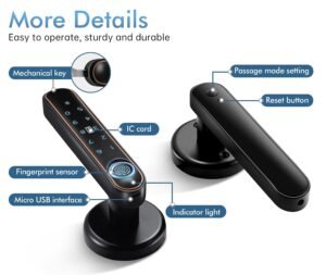 Purchase Pulido Fingerprint Door Knob, Full Perform 5-in-1 Good Door Knob, Fingerprint Door Lock for Bed room, Workplace, Lodge, Pantry, Biometric Door Knob, Thumbprint Door Knob with 5 IC Playing cards, Waterproof - Greatest Worth India | AskMeFlash - Image 9