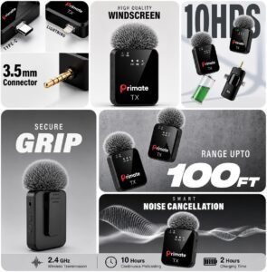 Purchase Primate 3-in-1 Wi-fi Noise Discount Microphone for Smartphone & Digital camera | 164ft Vary, 20 Hours Battery Life | Perfect for YouTube, Vlogging & Interviews - Finest Worth India | AskMeFlash - Image 2