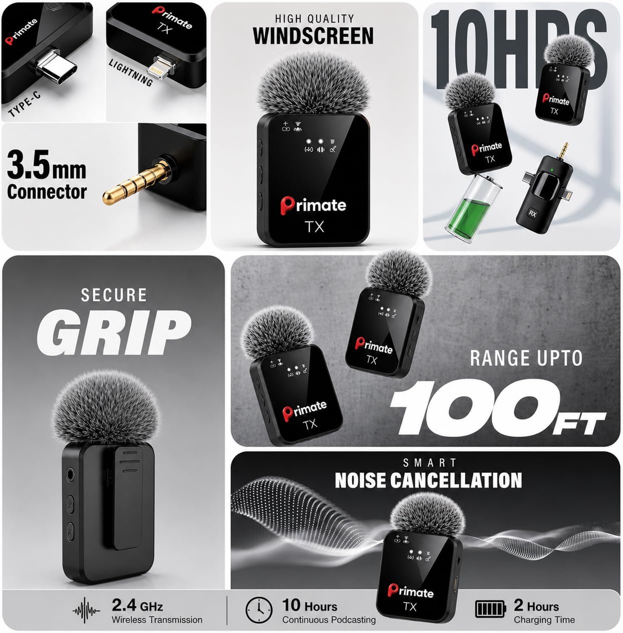 Purchase Primate 3-in-1 Wi-fi Noise Discount Microphone for Smartphone & Digital camera | 164ft Vary, 20 Hours Battery Life | Perfect for YouTube, Vlogging & Interviews - Finest Worth India | AskMeFlash - Image 2