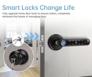 Purchase Pulido Fingerprint Door Knob, Full Perform 5-in-1 Good Door Knob, Fingerprint Door Lock for Bed room, Workplace, Lodge, Pantry, Biometric Door Knob, Thumbprint Door Knob with 5 IC Playing cards, Waterproof - Greatest Worth India | AskMeFlash - Image 4