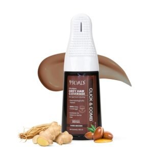 Purchase PROADS Click on & Comb Darkish Brown Hair Shade for 100% Gray Protection, No Bowl No Brush, 30-Min Mess-Free Quick Hair Dye with Reusable Pre-Stuffed Hair Shade Applicator, Dermatologically Examined, Unisex – 400ml + Starter Package – Finest Value India | AskMeFlash