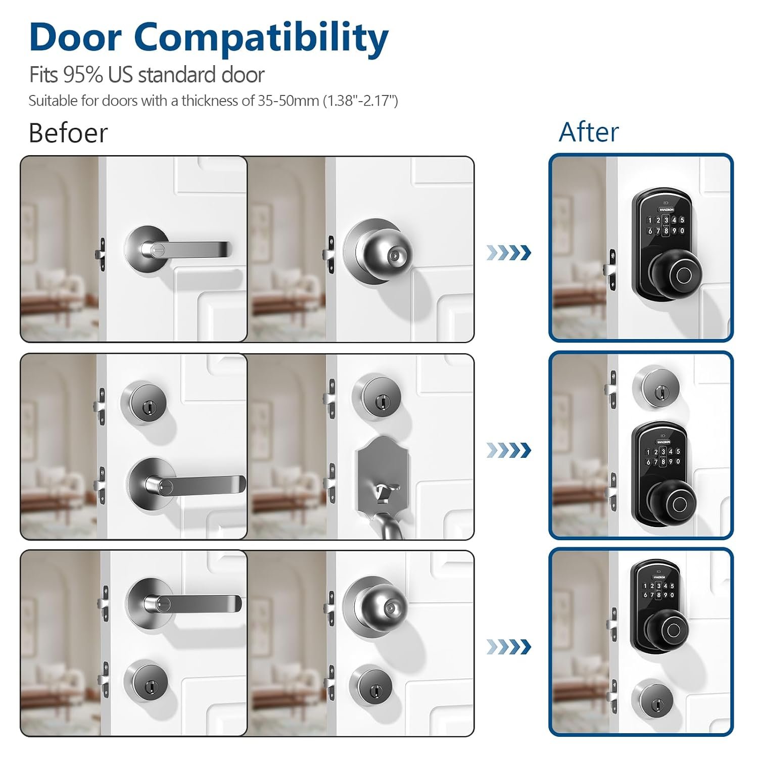 Purchase Keypad Sensible Door Lock with Knob, Yamiry Keyless Entry Digital Lock with Deal with, Fingerprint Digital Knob for Entrance Door, Passcode Bed room Door Lock - Greatest Value India | AskMeFlash - Image 8